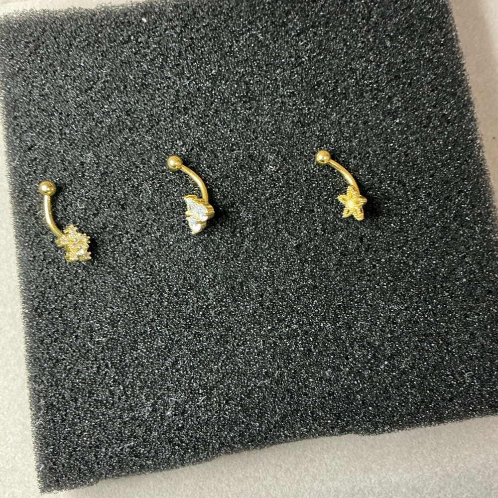 Gold Star and Crystal Nose Rings